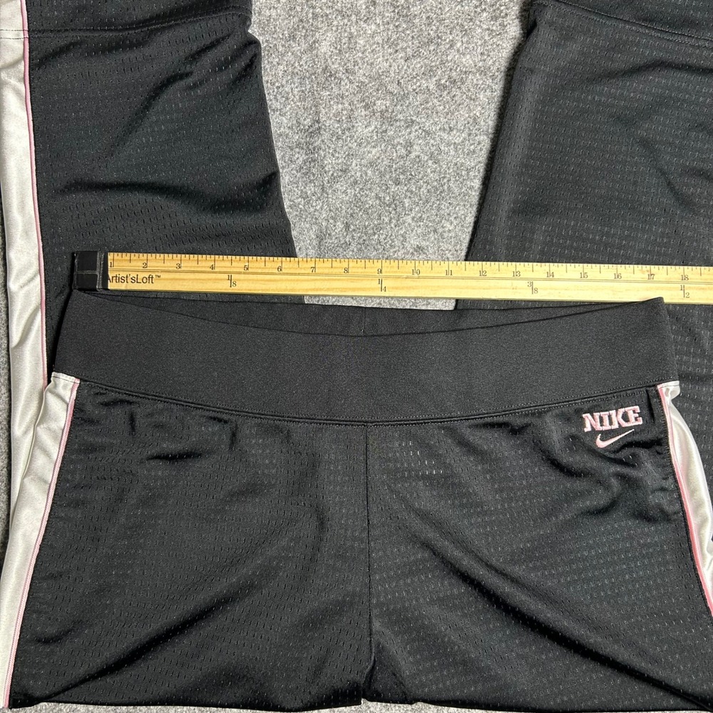 Nike Vintage Y2K Mesh Track Pants Black Silver Pink Retro Size L - Picture 3 of 7